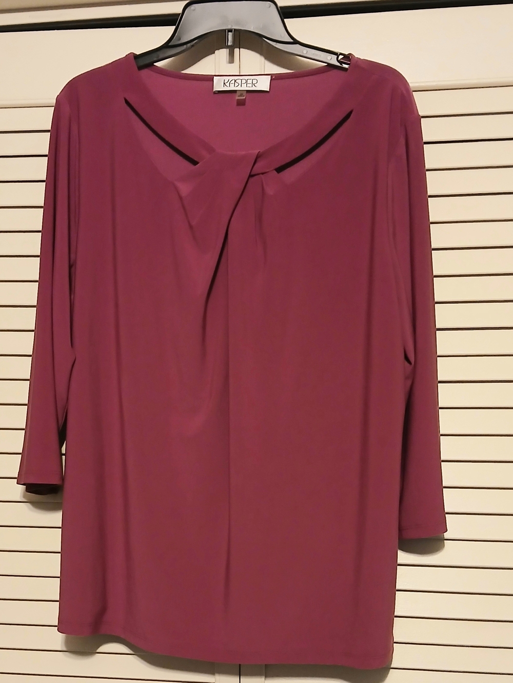 Kasper Mauve Twist-Neck Blouse